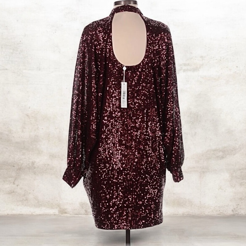 Trina Turk NWT Burgundy Sequin Mini Dress, Cocktail, Date Night - Picture 2 of 5